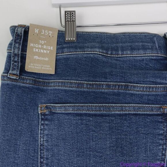 NEW Madewell Tall 10" High-Rise Skinny Jeans in Wendover Wash: TENCEL, 35T - Picture 9 of 15